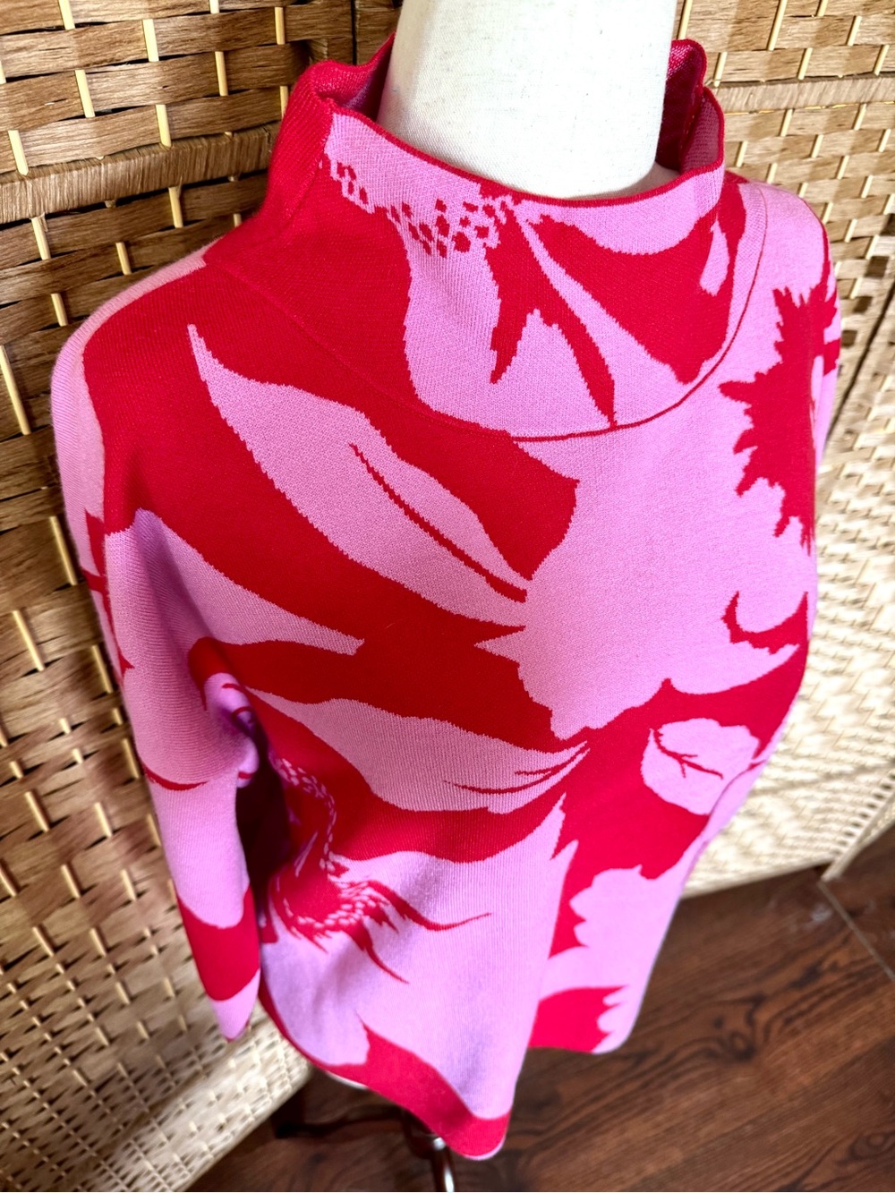 NWT Maeve red & pink mock neck sweater XL - Picture 3 of 12